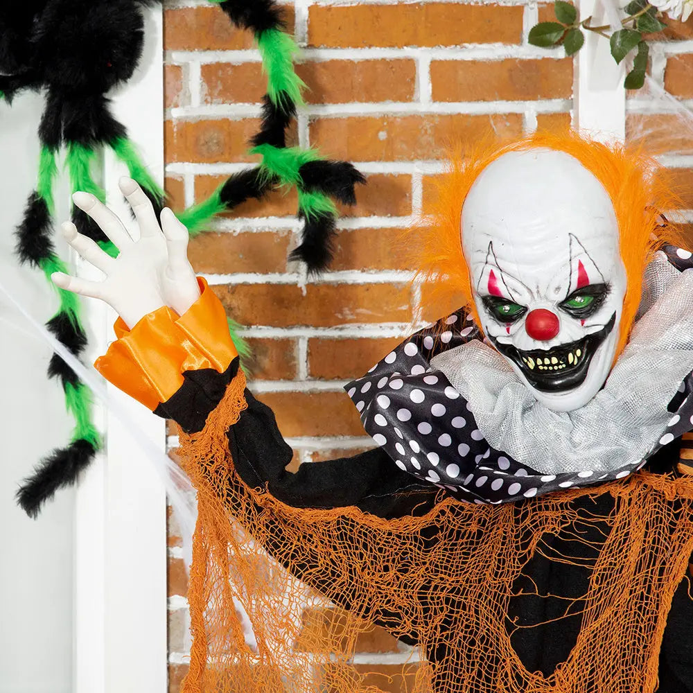 65inch Life Size Outdoor Halloween Decorations Talking Circus Clown With A Balloon, Animated Prop With Sound And Motion Activated, Light Up Eyes, Laughter - EX-STOCK Canada
