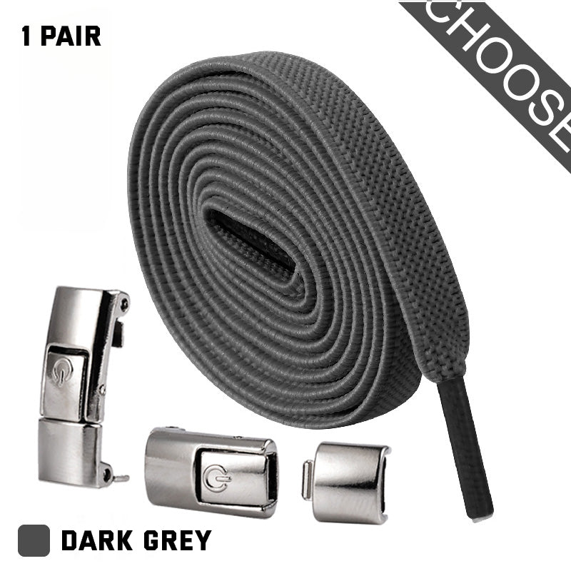 Press Lock Elastic No-Tie Shoelaces – 8MM Flat Widened Laces for Sneakers, Kids & Adults