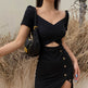 Slim And Hollow Niche Design High Slit Bag Hip Midi dress - EX-STOCK Canada