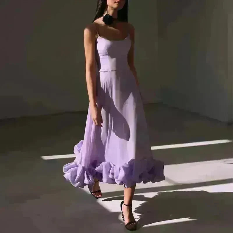 Fashion Suspenders Large Flower Swing Three-dimensional Flower A- Line Skater Dress Womens Clothing - EX-STOCK CANADA