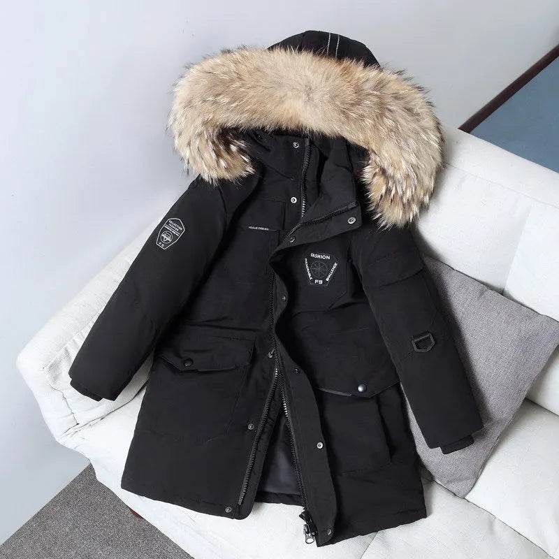 Children's Down Jacket Windproof Thick Fur Collar Winter Coat Jacket - EX-STOCK Canada