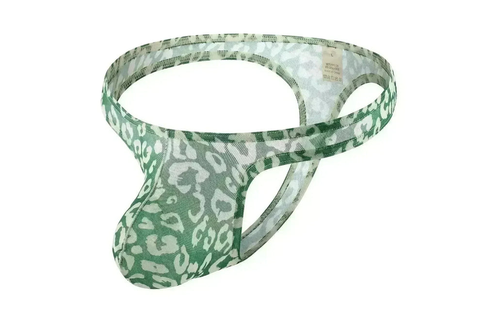 Men's Underwear Leopard Mesh T-back Low Waist thong Briefs - EX-STOCK CANADA