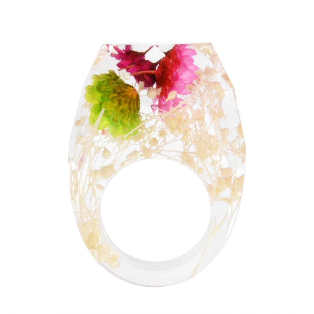 Dried Flower Resin Forest Handmade Dried Flower Epoxy Ring - EX-STOCK Canada