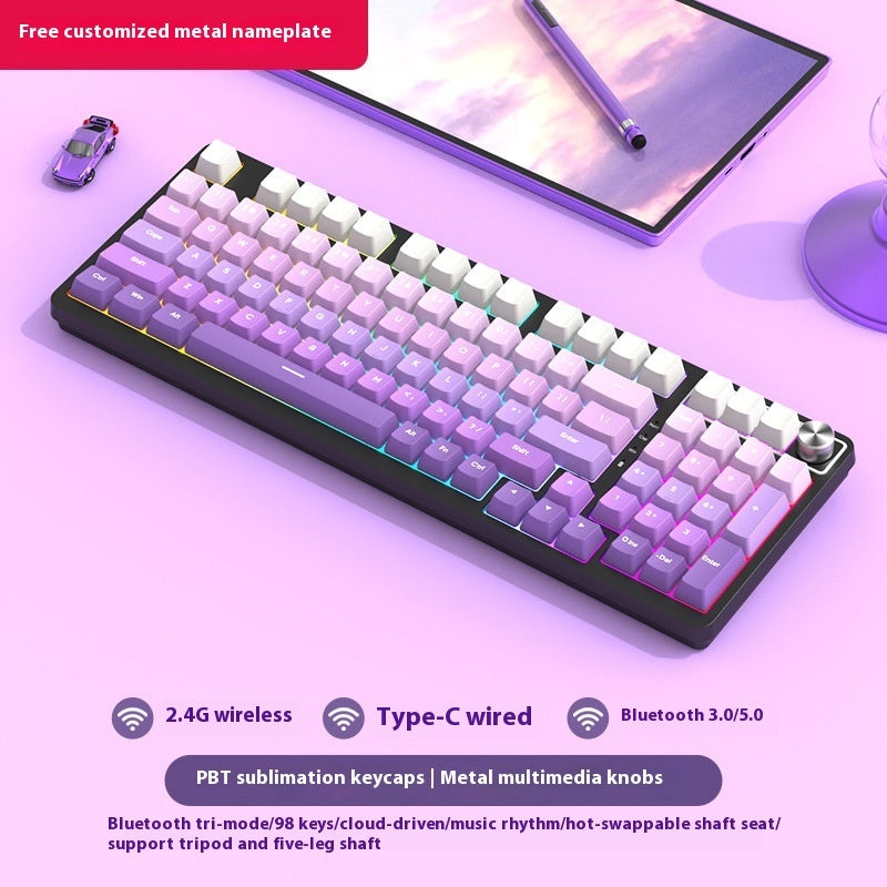 98-Key Wireless Bluetooth Mechanical Keyboard – Triple-Mode Gaming & Office | 30 Styles