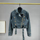 Long sleeved Short Denim Coat Women's Denim Jeans Cropped Jacket - EX-STOCK Canada