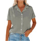 Spring Summer Lapel Cotton And Linen Casual short sleeve Shirt For Women - EX-STOCK CANADA