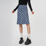 Plaid A- Line Skirt Women's High Waist student Midi Skirt - EX-STOCK Canada