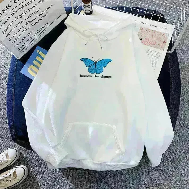 Women Single Butterfly Autumn And Winter Loose Hoodie Pullover sweatshirt - EX-STOCK CANADA