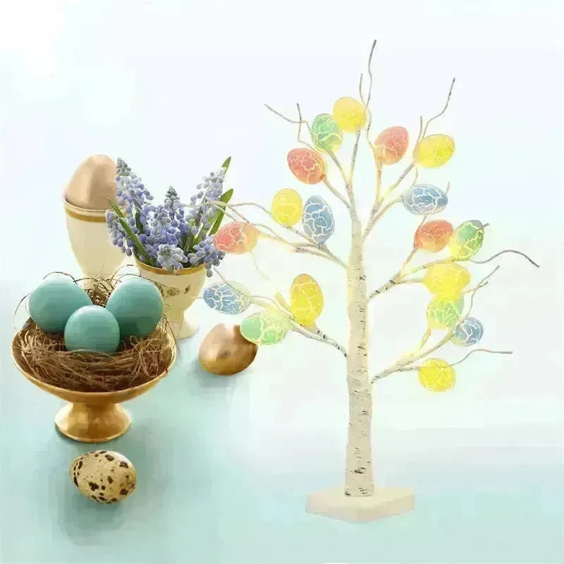 Easter Decoration 60cm Birch Tree Home Easter Egg LED Light Gift Spring Party Tabletop Ornaments Light Easter Party Kids Gifts - EX-STOCK CANADA