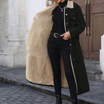 Chaqueta de mezclilla de algodón para mujer, suelta y larga, forrada de felpa - EX-STOCK Canada