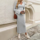 Cashmere V-neck Long bell sleeve Slim fit Midi Winter Sweater Dress - EX-STOCK Canada
