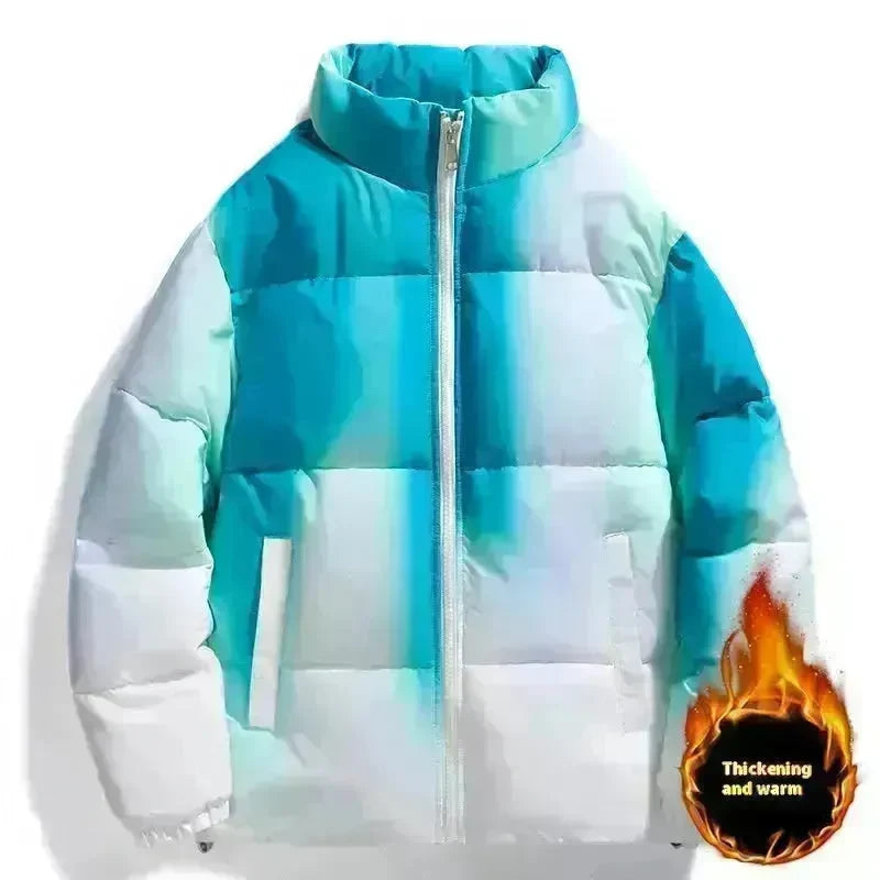 Fashion Stand-up Collar Gradient Coat Couples Winter Warm Plush Thickened Jacket With Pockets Loose Outwear Top For Women Men Clothing - EX-STOCK CANADA