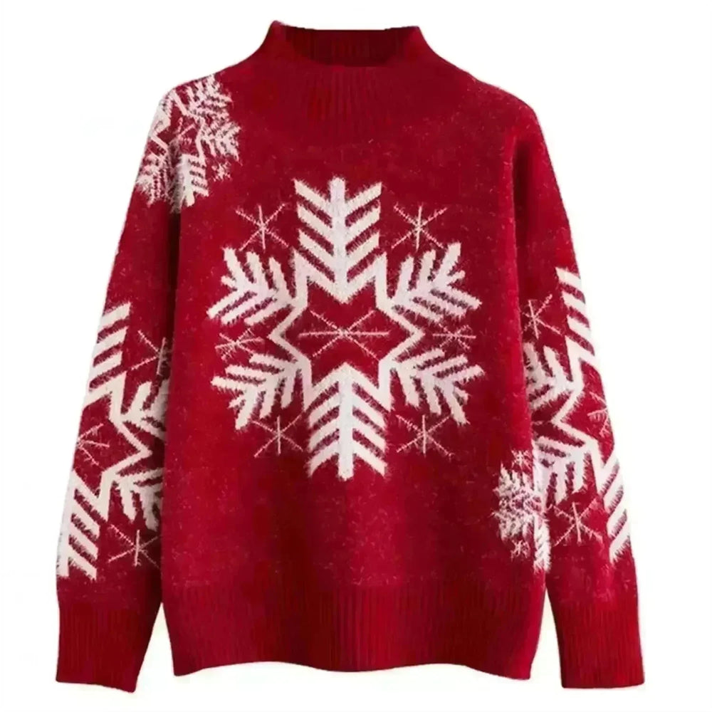 Snowflakes Crewneck Christmas Cashmere Sweater women - EX-STOCK CANADA