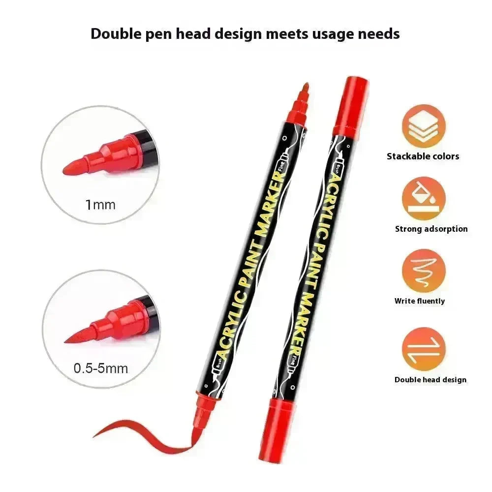 Acrylic Marker Pen Double-headed Stackable Water-based Paint Brush Paint Marker and Highlighter - EX-STOCK CANADA
