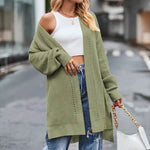 Solid color Loose Cashmere Long Cardigan sweater Jacket for women - EX-STOCK Canada