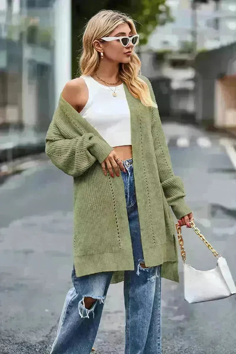 Solid color Loose Cashmere Long Cardigan sweater Jacket for women - EX-STOCK CANADA