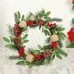 Christmas Wreath Clover Wreath Natural Pine Decorative Christmas Garland with Frost - EX-STOCK CANADA