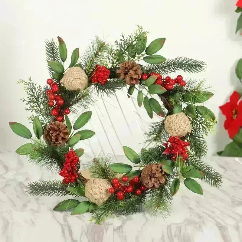 Christmas Wreath Clover Wreath Natural Pine Decorative Christmas Garland with Frost - EX-STOCK CANADA
