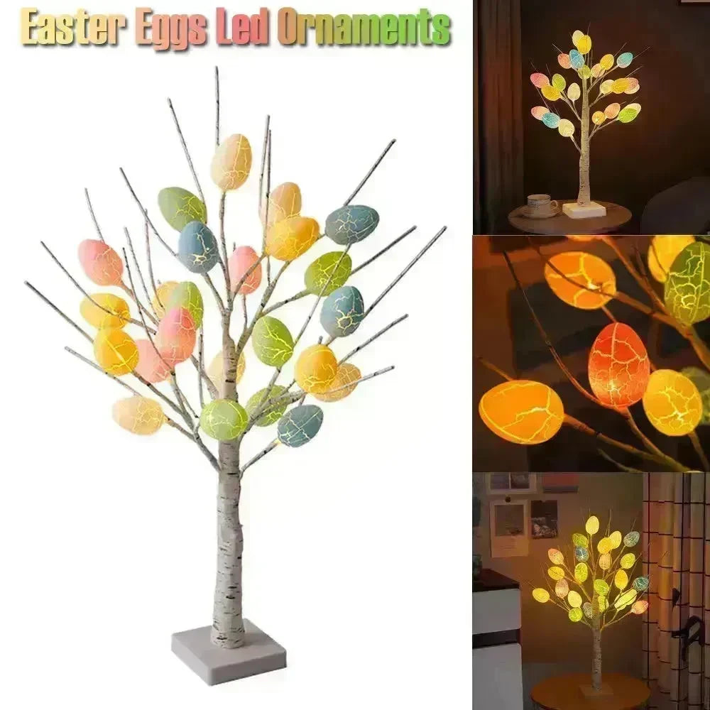 Easter Decoration 60cm Birch Tree Home Easter Egg LED Light Gift Spring Party Tabletop Ornaments Light Easter Party Kids Gifts - EX-STOCK CANADA