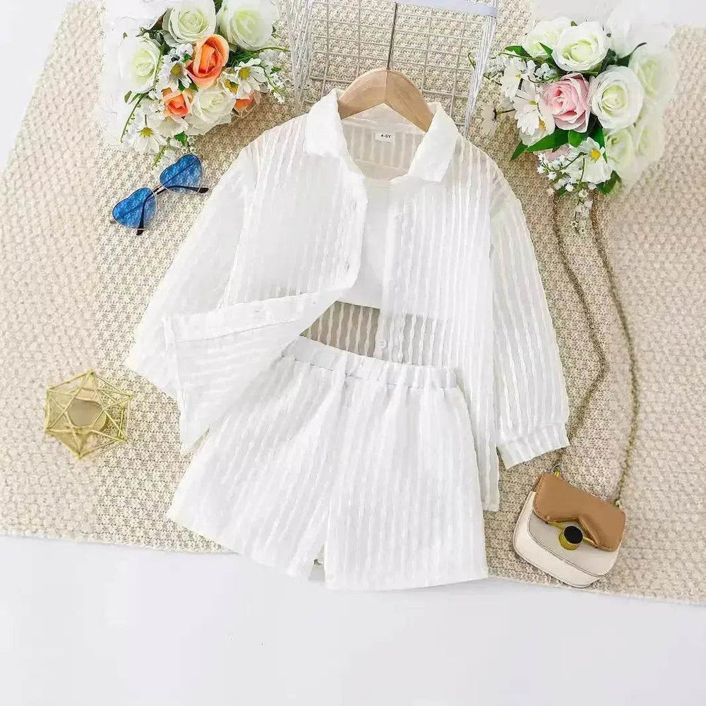 Summer White 3 pcs outfit set for newborn baby girl - EX-STOCK Canada