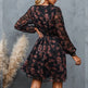 Casual V-neck Elegant Summer Spring Long Sleeve Chiffon Floral mini Dress - EX-STOCK CANADA
