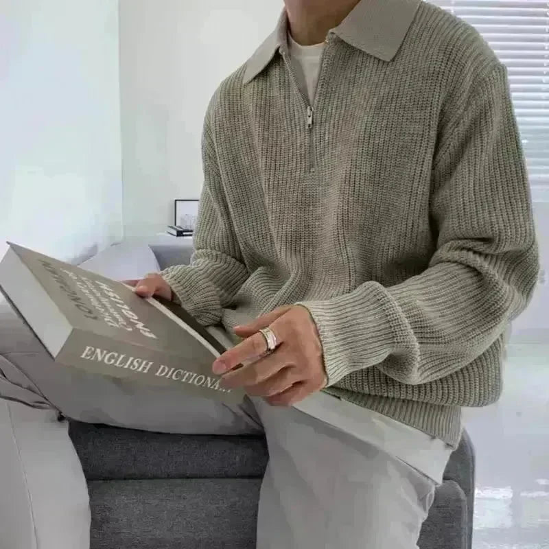 Lapel Sweater Men's Winter Loose Lightly Mature Knitwear Trendy - EX-STOCK CANADA