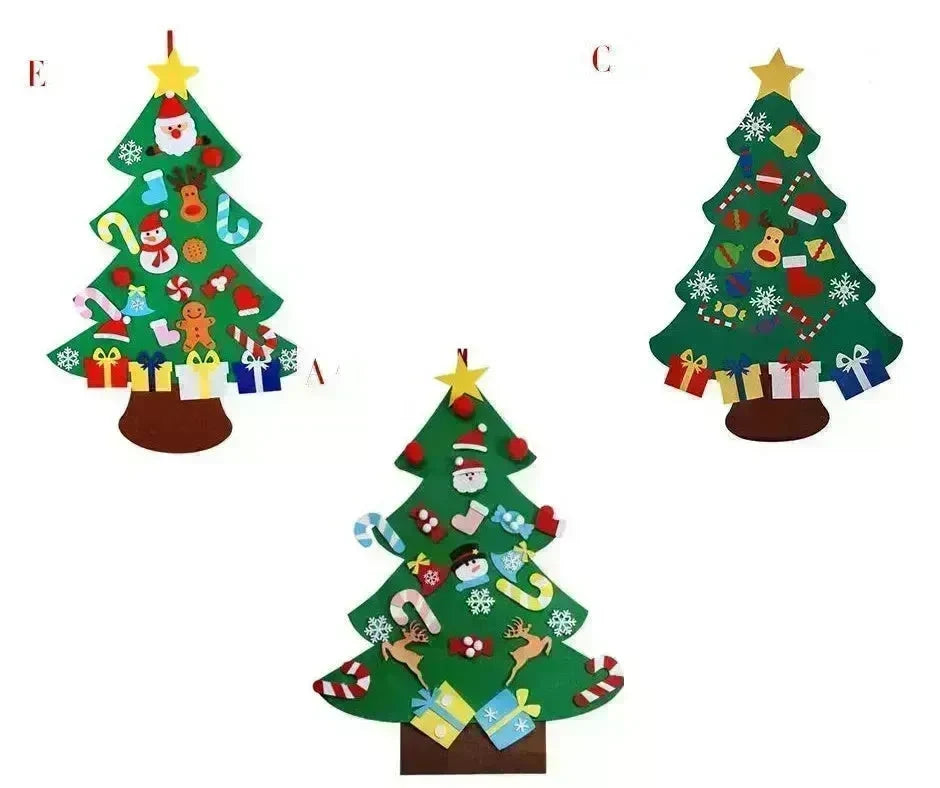 DIY Felt Christmas Tree New Year Toddler Kids Handmade Gift Toys Door Wall Hanging Ornaments Holiday Party Home Decor Set - EX-STOCK CANADA
