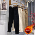Plus Size Women's High Waist Denim Thick Trousers - EX-STOCK Canada