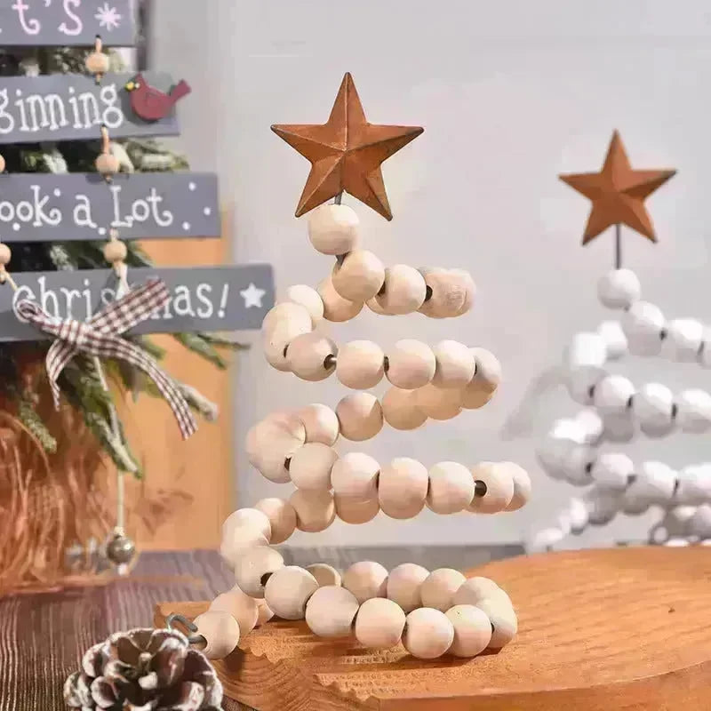 Creative Wooden  DIY Twine Wooden Bead Christmas Tree decorations Ornaments - EX-STOCK CANADA