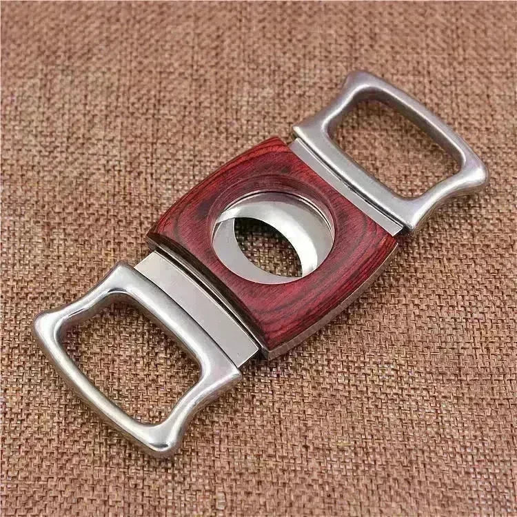 Creative Stainless Steel Thickened Wood Inlaid Cigar Cutter - EX-STOCK CANADA