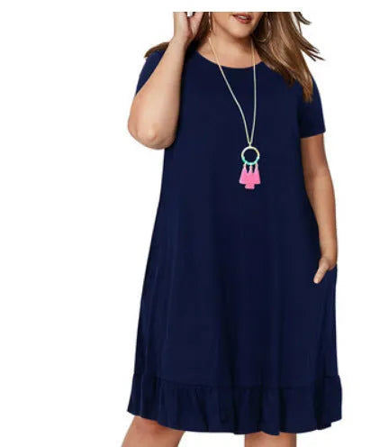 Plus Size Summer Dresses Round neck Short Sleeve Mini dress - EX-STOCK CANADA