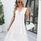V-neck Dresses Women Sleeveless Pleated Ruffle Elegant Dress Beach Summer - EX-STOCK Canada