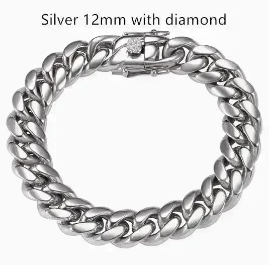 Men's Cuban Link Chain Titanium Steel Silver Bracelet - EX-STOCK CANADA