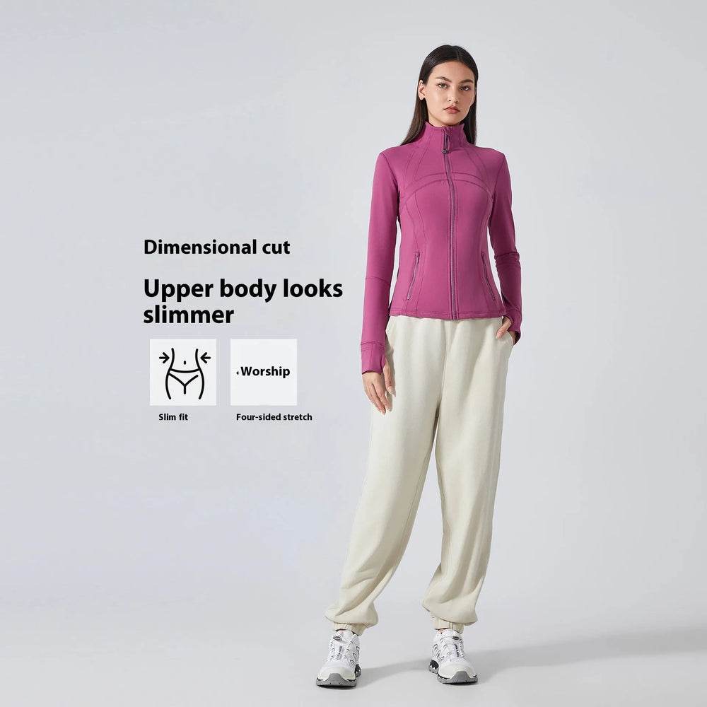 Long Sleeve Workout Tops for Women Halter Neck Zip Up gym top - EX-STOCK CANADA
