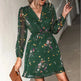 Casual V-neck Elegant Summer Spring Long Sleeve Chiffon Floral mini Dress - EX-STOCK CANADA