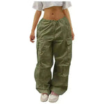 Casual Cargo Pants For Women Solid Color Drawstring Pocket Design Fashion Street Trousers Girls - EX-STOCK CANADA