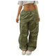 Casual Cargo Pants For Women Solid Color Drawstring Pocket Design Fashion Street Trousers Girls - EX-STOCK CANADA