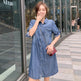 Casual Short sleeve Loose denim dress - EX-STOCK Canada