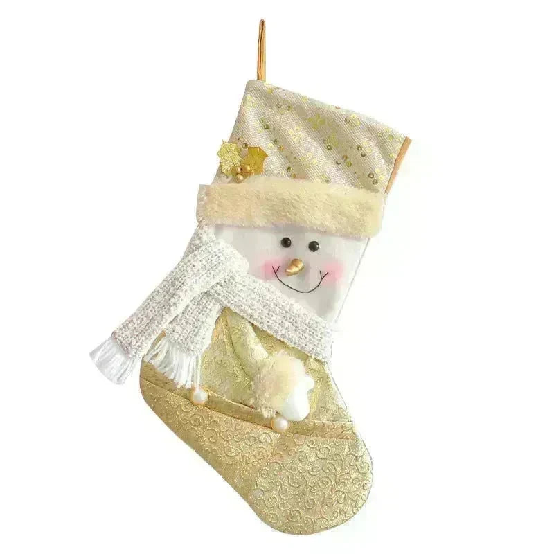 Santa Snowman Gold Christmas Stockings Pendant Candy Bag - EX-STOCK CANADA