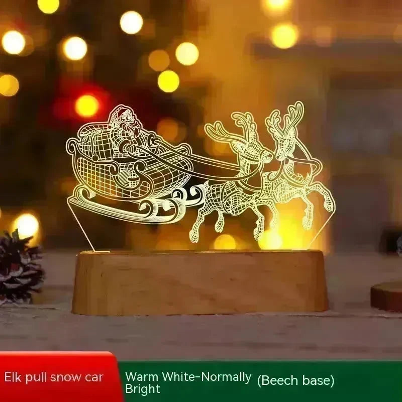Christmas Decoration 3D Lamp Acrylic LED Night Lights New Year Valentines Day Christmas Kids Gift Christmas Ornaments - EX-STOCK CANADA