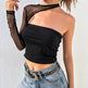Mesh single shoulder cutout sexy top - EX-STOCK Canada