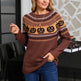 Women's Halloween Pumpkin Embroidered Retro Long-sleeved Sweater - EX-STOCK Canada