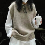 Loose Woolen Round neck Knitted Vest coat for Women - EX-STOCK Canada