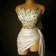 Strapless Tassle  Corset dress Women's Tube Top Rhinestone Chain Skirt Outfit for Evening party Cocktail event - EX-STOCK CANADA