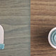 Two hairbrush components on a wooden surface