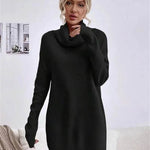 Autumn Winter Solid Cashmere Loose Mini Turtleneck sweater Dress - EX-STOCK Canada