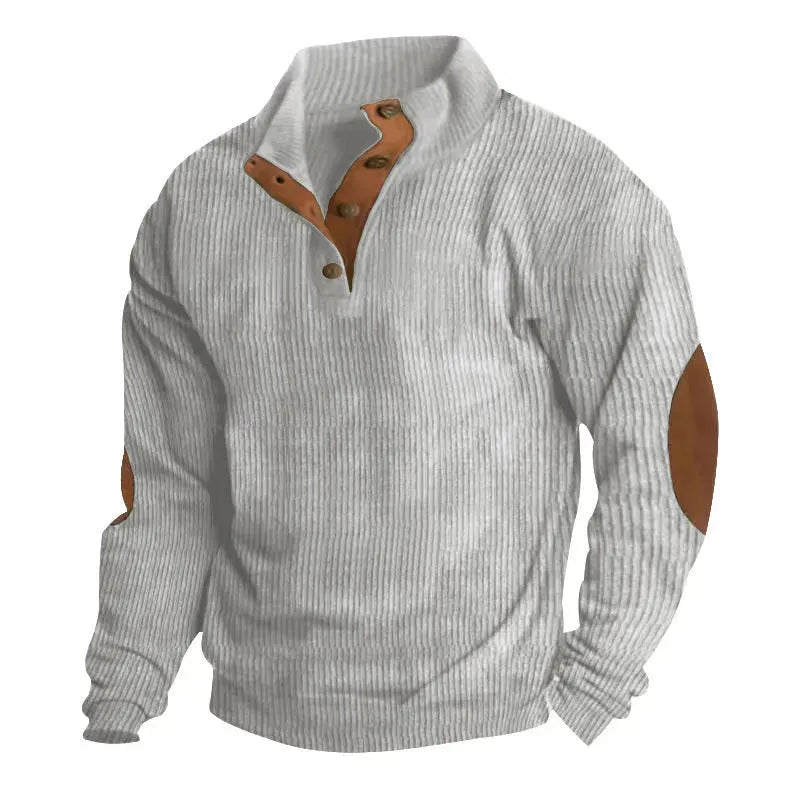 Corduroy Casual Stand Collar Long-sleeved Sweater men - EX-STOCK CANADA
