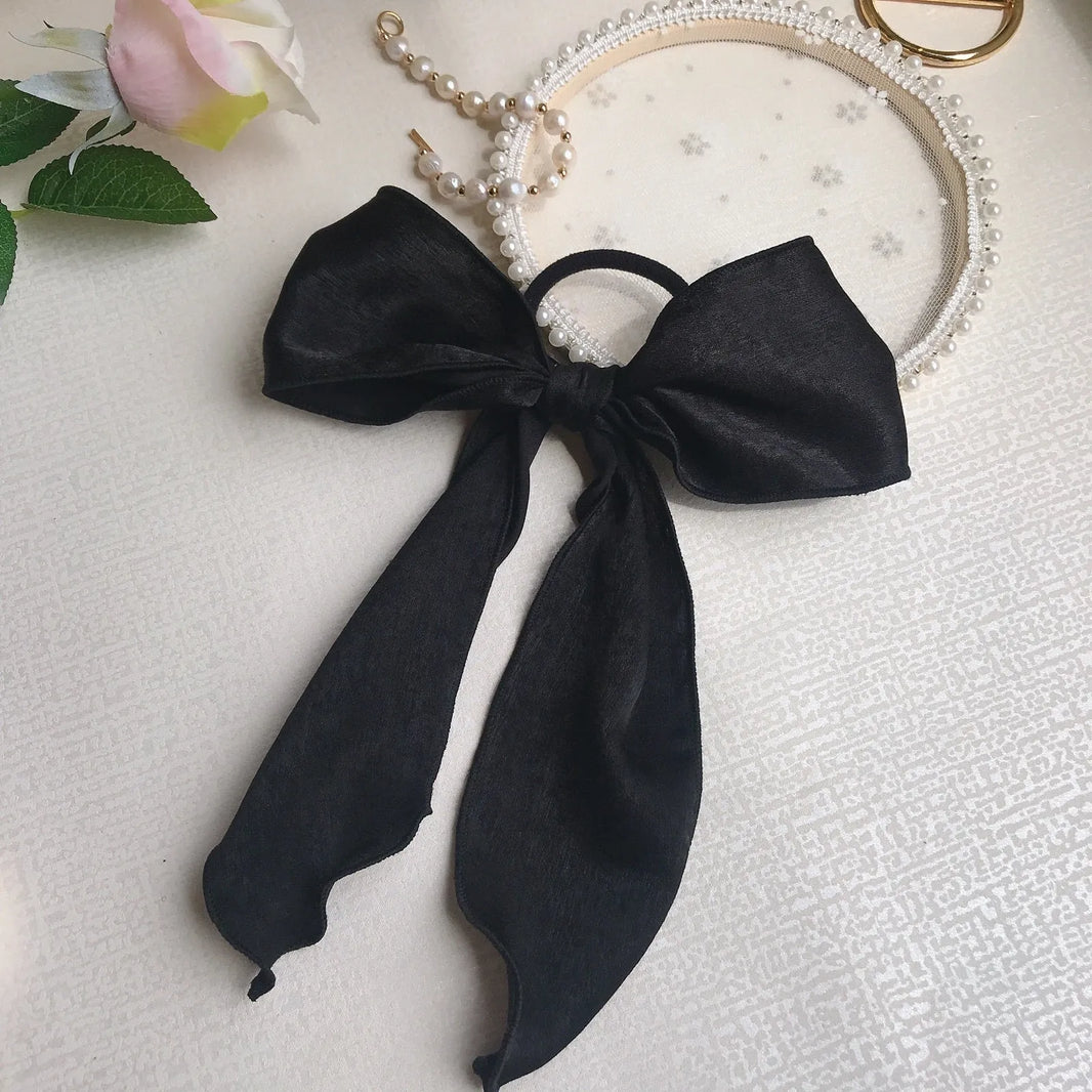 Silk satin oversized bow tie Hair Scrunchies ponytail Holder - EX-STOCK CANADA