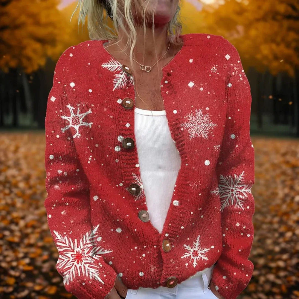 Round Neck Sweater Christmas Button Cardigan Long Sleeve Sweater EX-STOCK Canada 