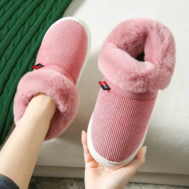 Winter Plush Cotton Shoes For Men And Women Cozy Fluffy Corduroy House Slippers Warm Slip On Fleece House Shoes - EX-STOCK Canada